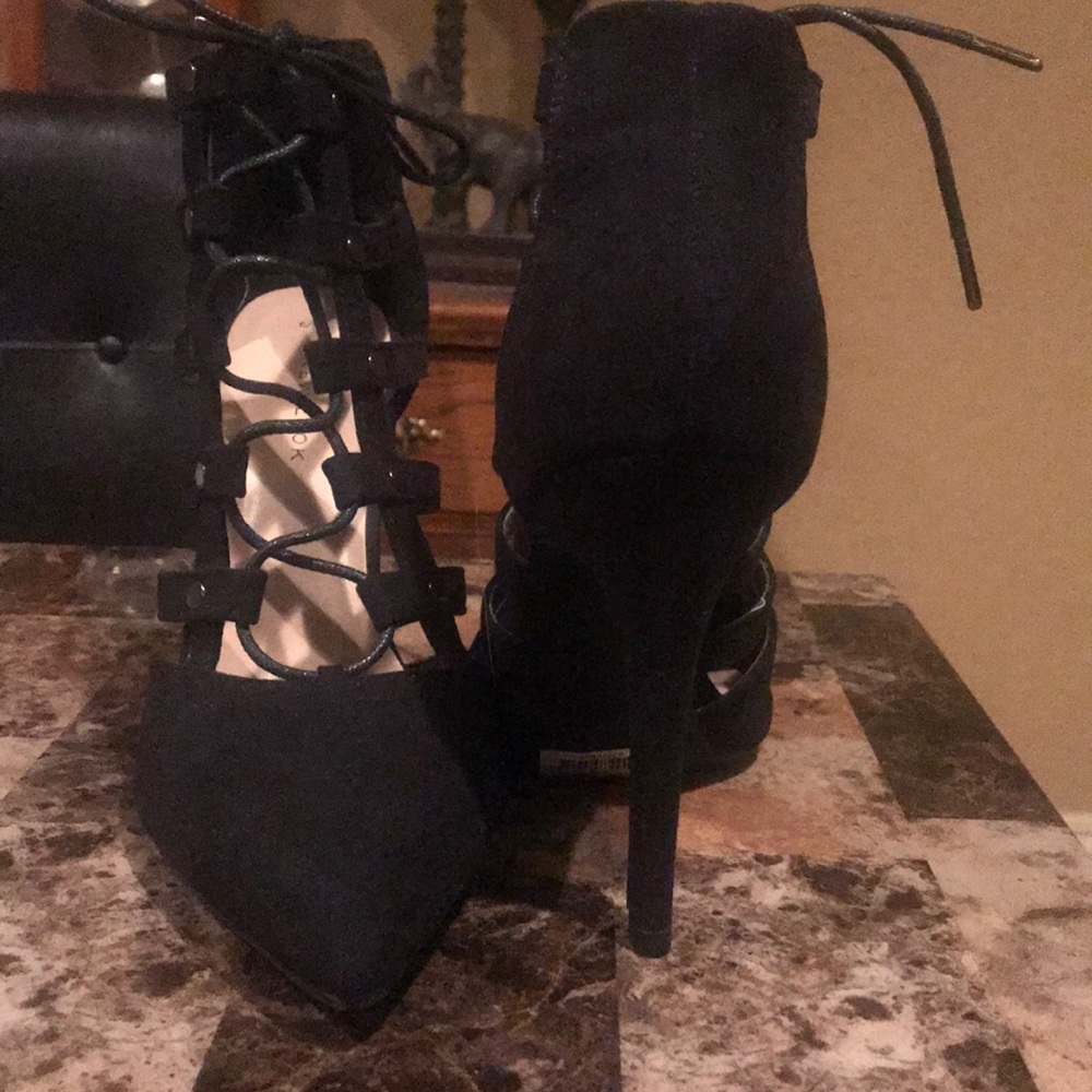 Black Lace-Up Heels